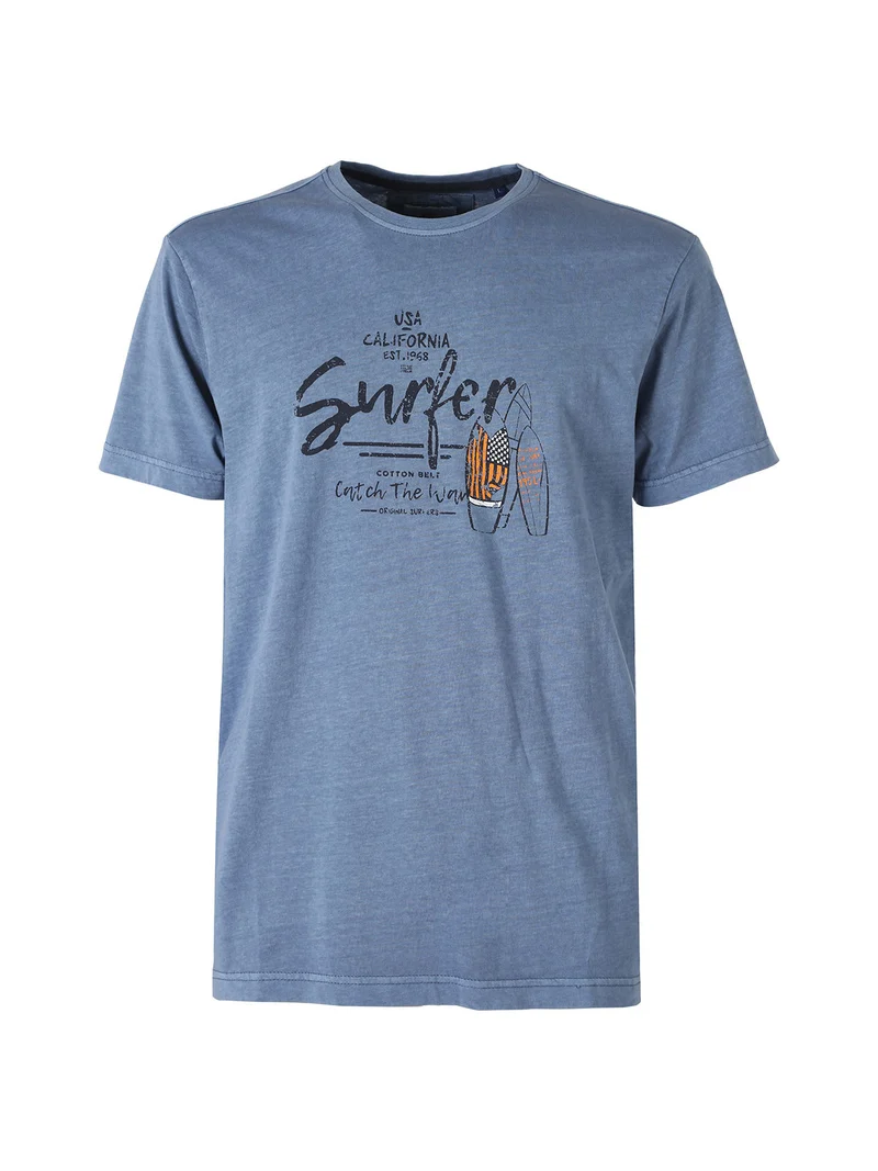 T-shirt da uomo in cotone con stampa - blu