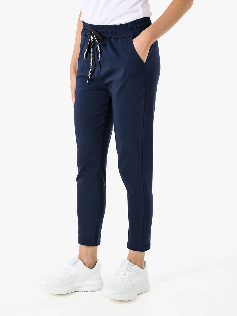 Pantaloni donna elasticizzati con coulisse - blu