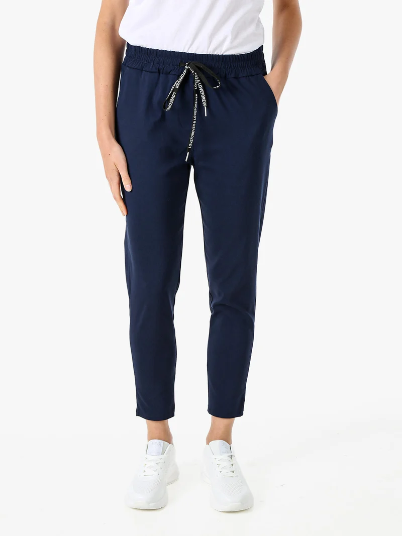 Pantaloni donna elasticizzati con coulisse - blu