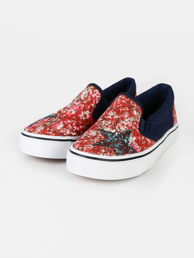 Scarpe bambina slip on in tela - arancione