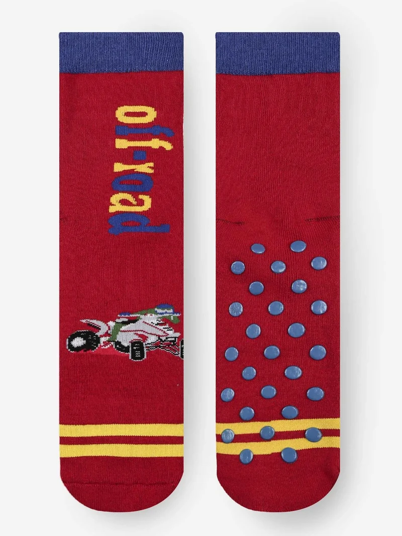 Calze antiscivolo da bambino con stampe - rosso