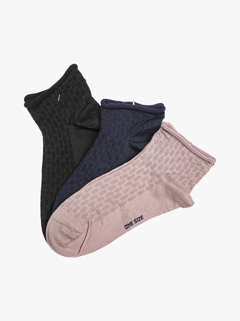 Confezione da 3 paia di calze corte da donna - blu scuro