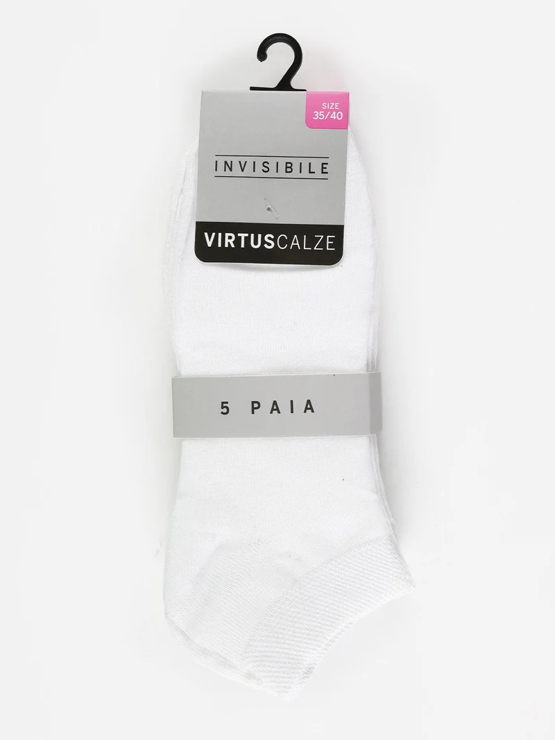 Fantasmino donna in misto cotone Confezione da 5 paia - bianco