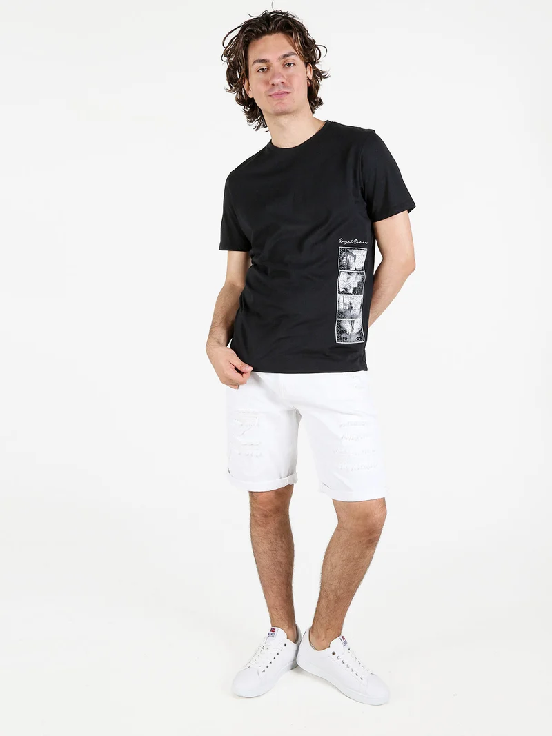 T-shirt uomo in cotone con stampa sul fondo - nero