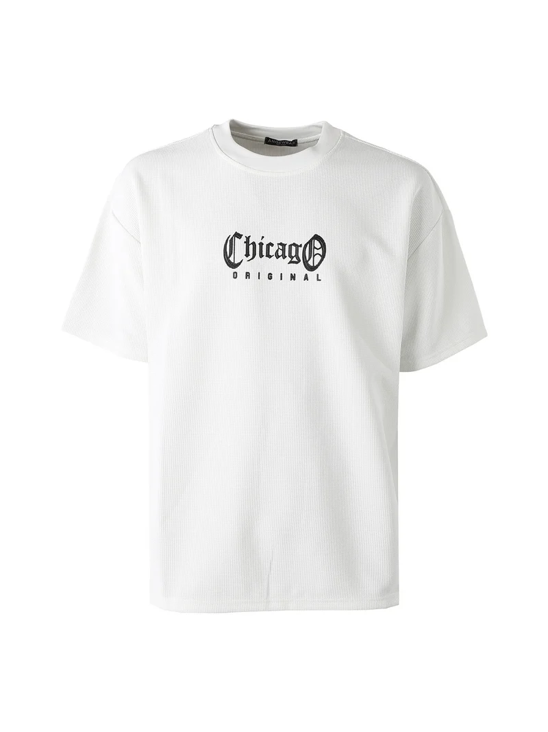 T-shirt oversize da uomo a nido d'ape - bianco