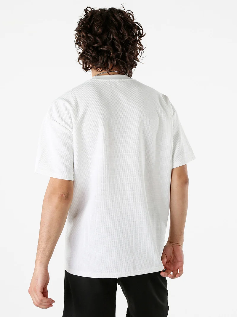 T-shirt oversize da uomo a nido d'ape - bianco