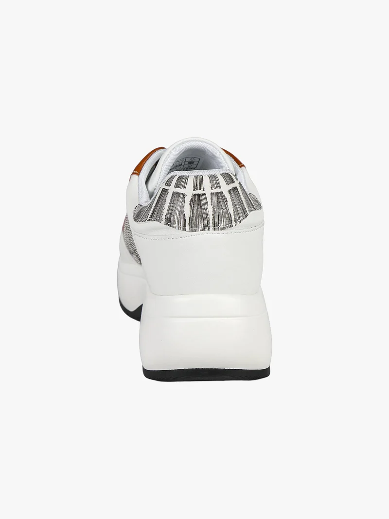 Sneakers donna stringate con platform - cuoio