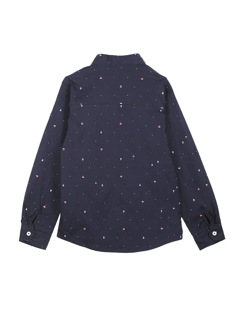 Camicia da bambino in cotone con stampe - blu scuro