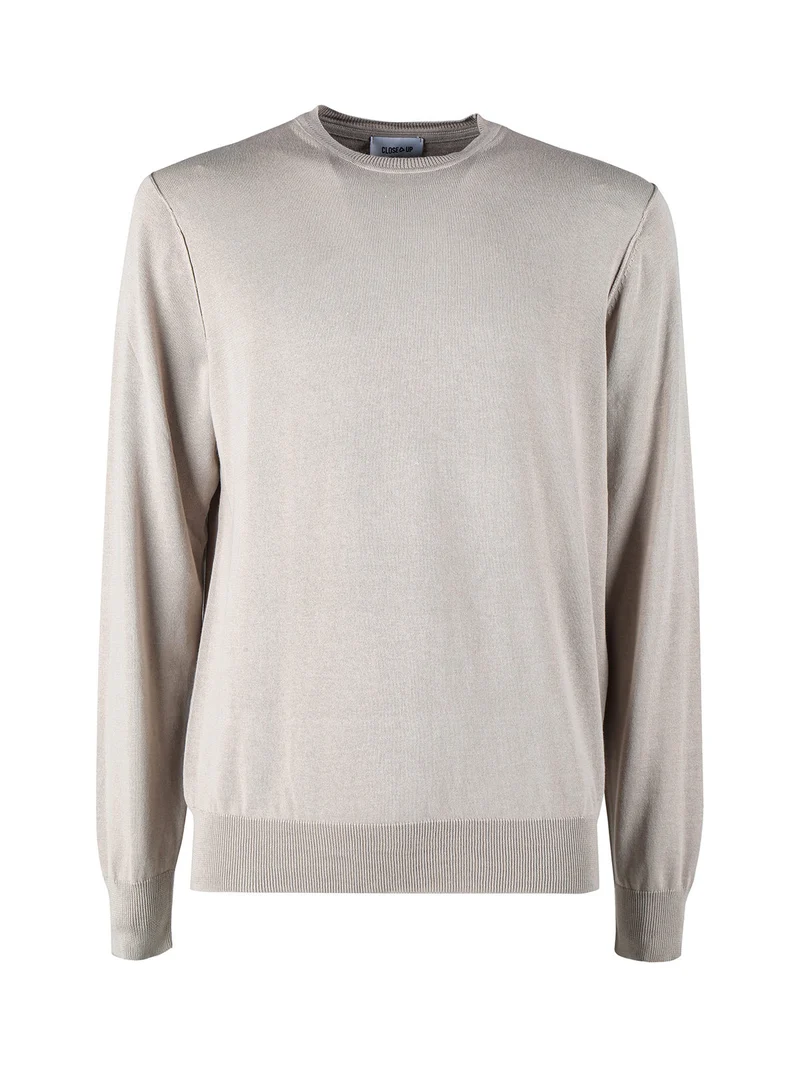 Pullover girocollo da uomo in maglia - sabbia