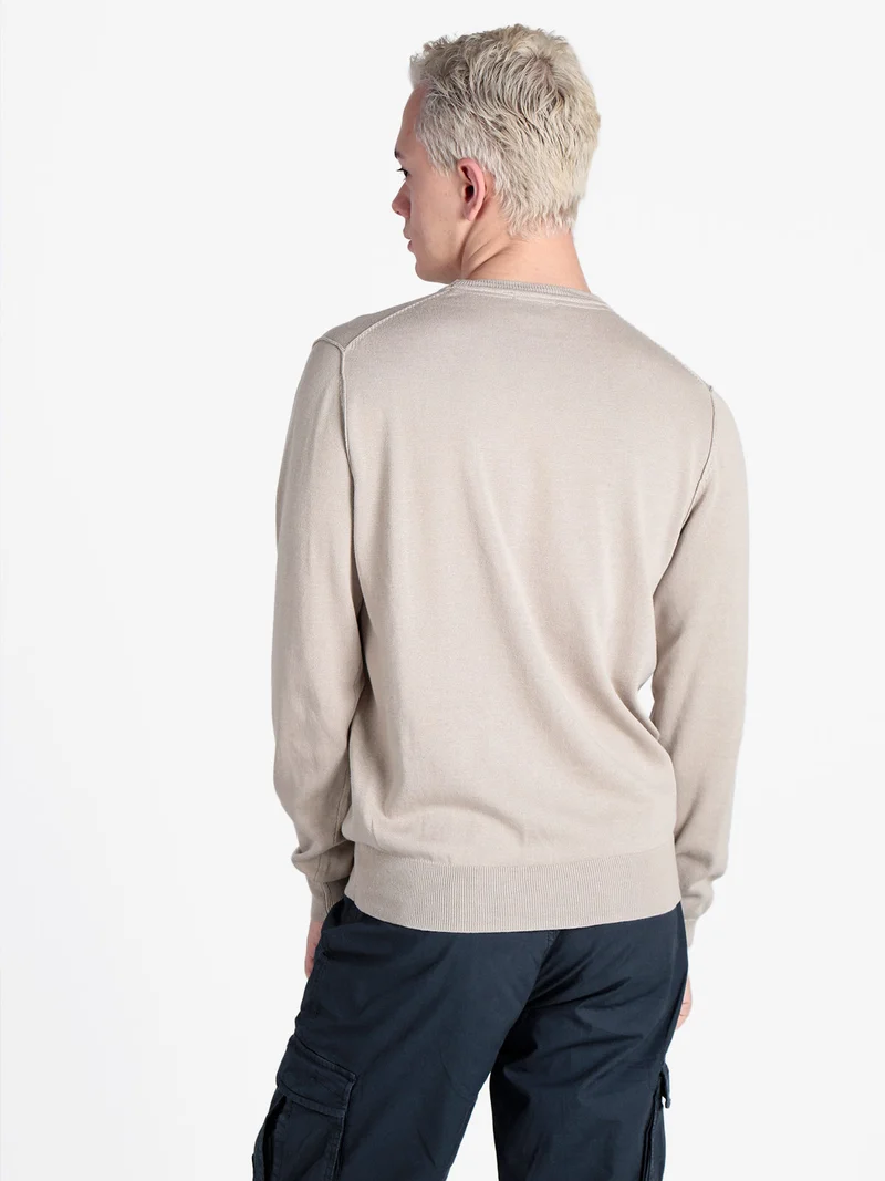 Pullover girocollo da uomo in maglia - sabbia