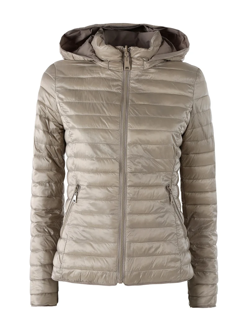 Giubbino donna 100 grammi reversibile con cappuccio - beige