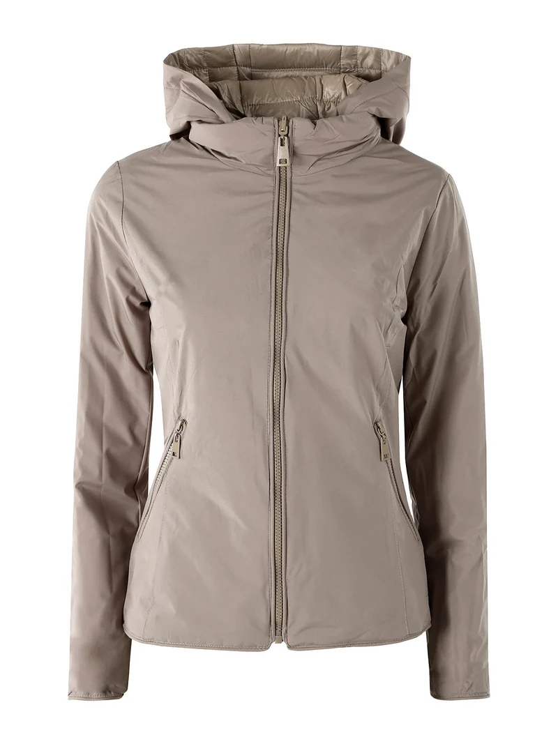 Giubbino donna 100 grammi reversibile con cappuccio - beige