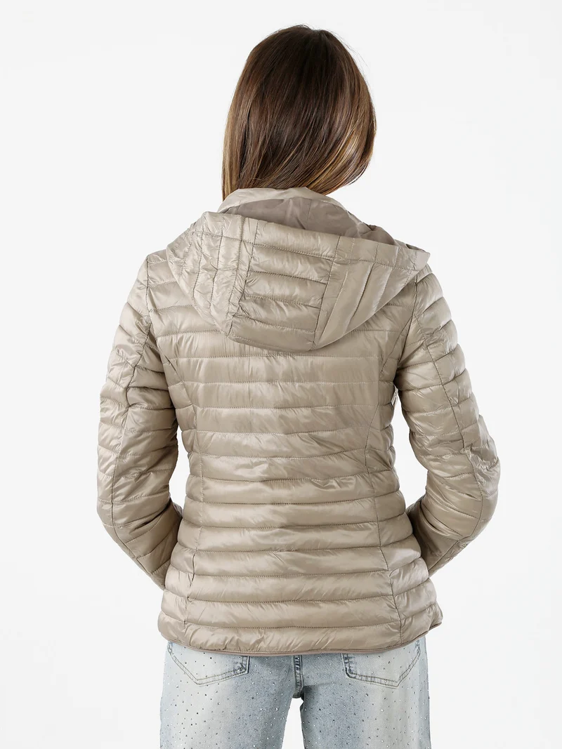 Giubbino donna 100 grammi reversibile con cappuccio - beige