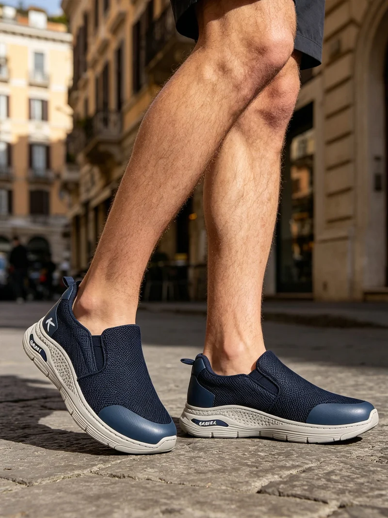 Sneakers uomo slip on comfort fit - blu scuro