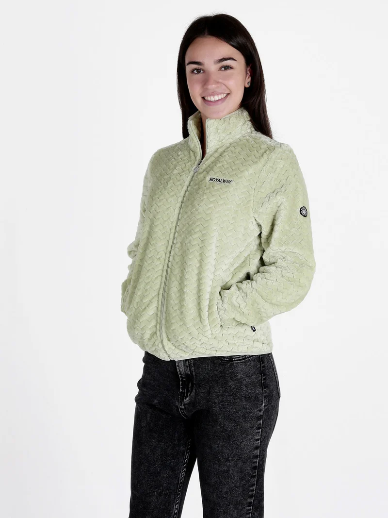Felpa donna con zip in ecopelliccia - verde chiaro