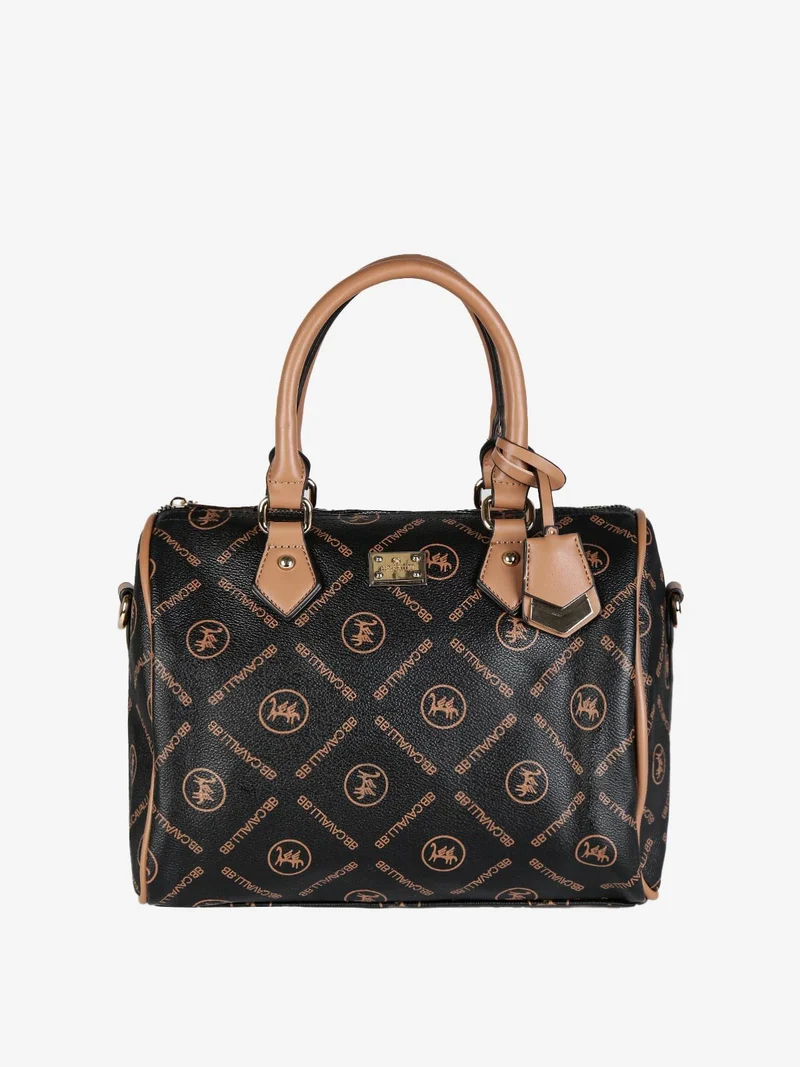 Borsa donna a bauletto con scritte - nero