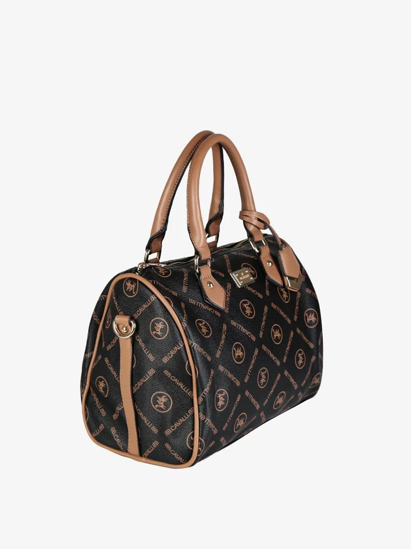 Borsa donna a bauletto con scritte - nero
