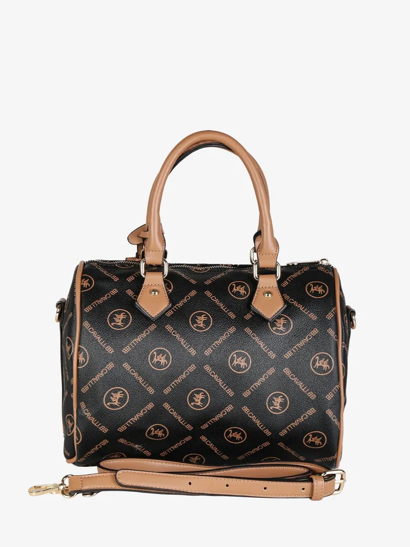Borsa donna a bauletto con scritte - nero