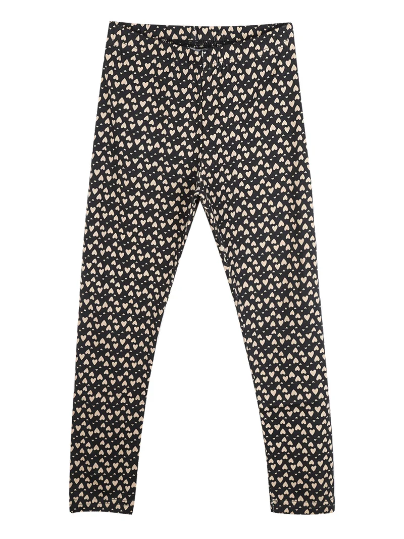 Completo 2 pezzi da bambina con leggings a cuori - nero