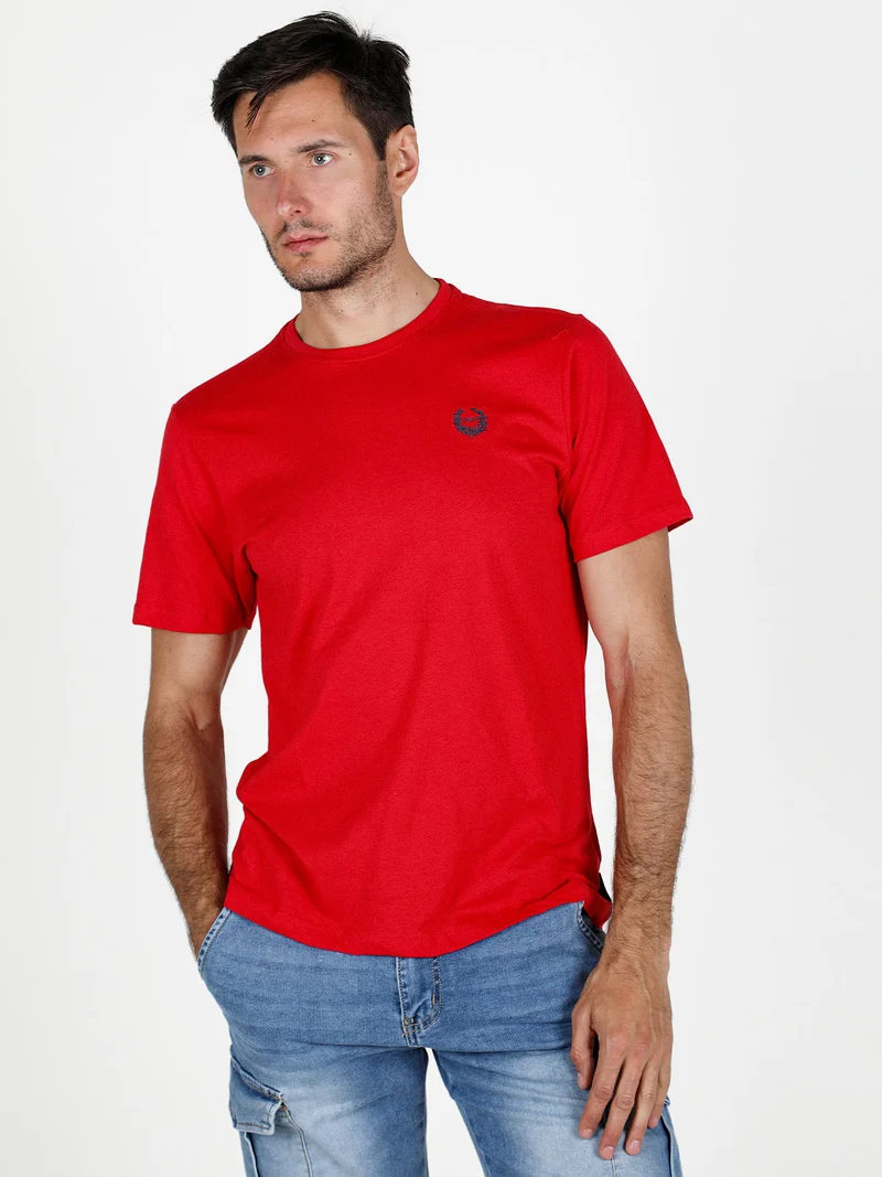 T-shirt girocollo da uomo in cotone - rosso