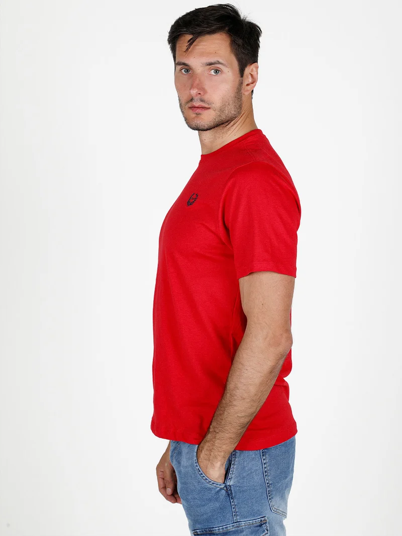 T-shirt girocollo da uomo in cotone - rosso