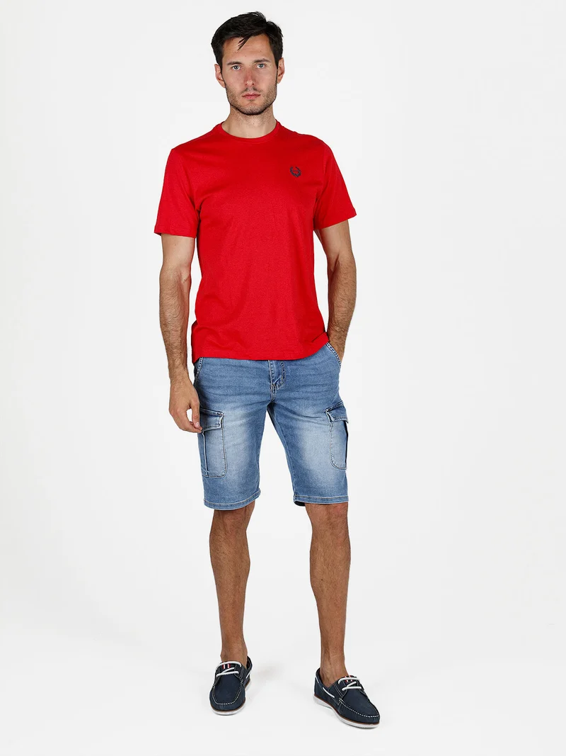 T-shirt girocollo da uomo in cotone - rosso