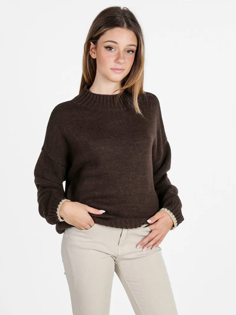 Maglione donna con dettagli lurex - moro