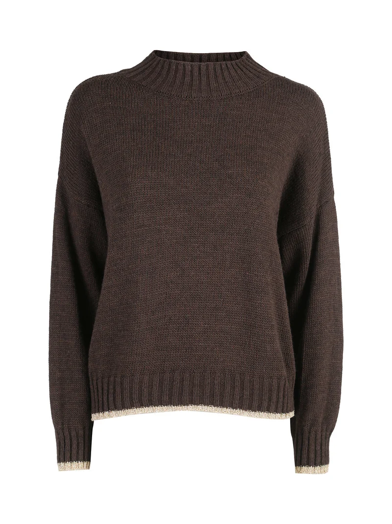 Maglione donna con dettagli lurex - moro