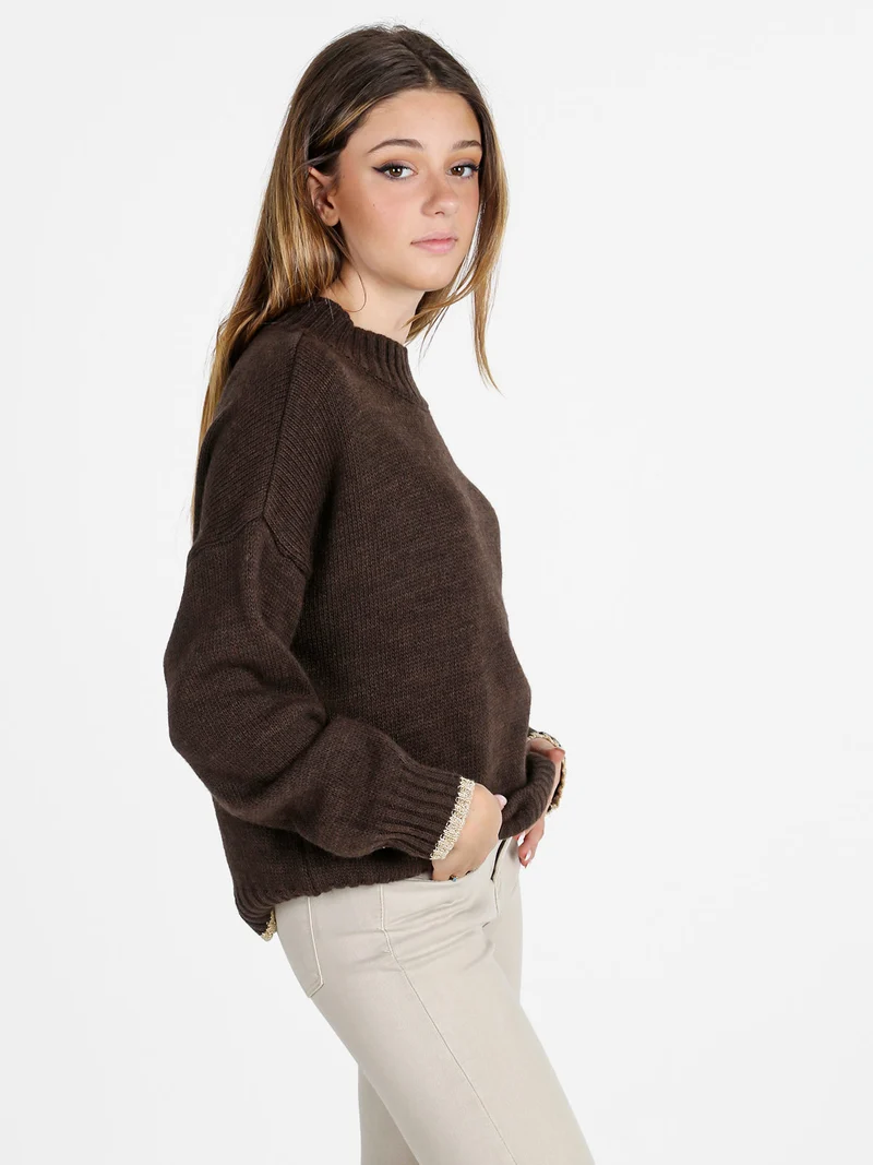 Maglione donna con dettagli lurex - moro