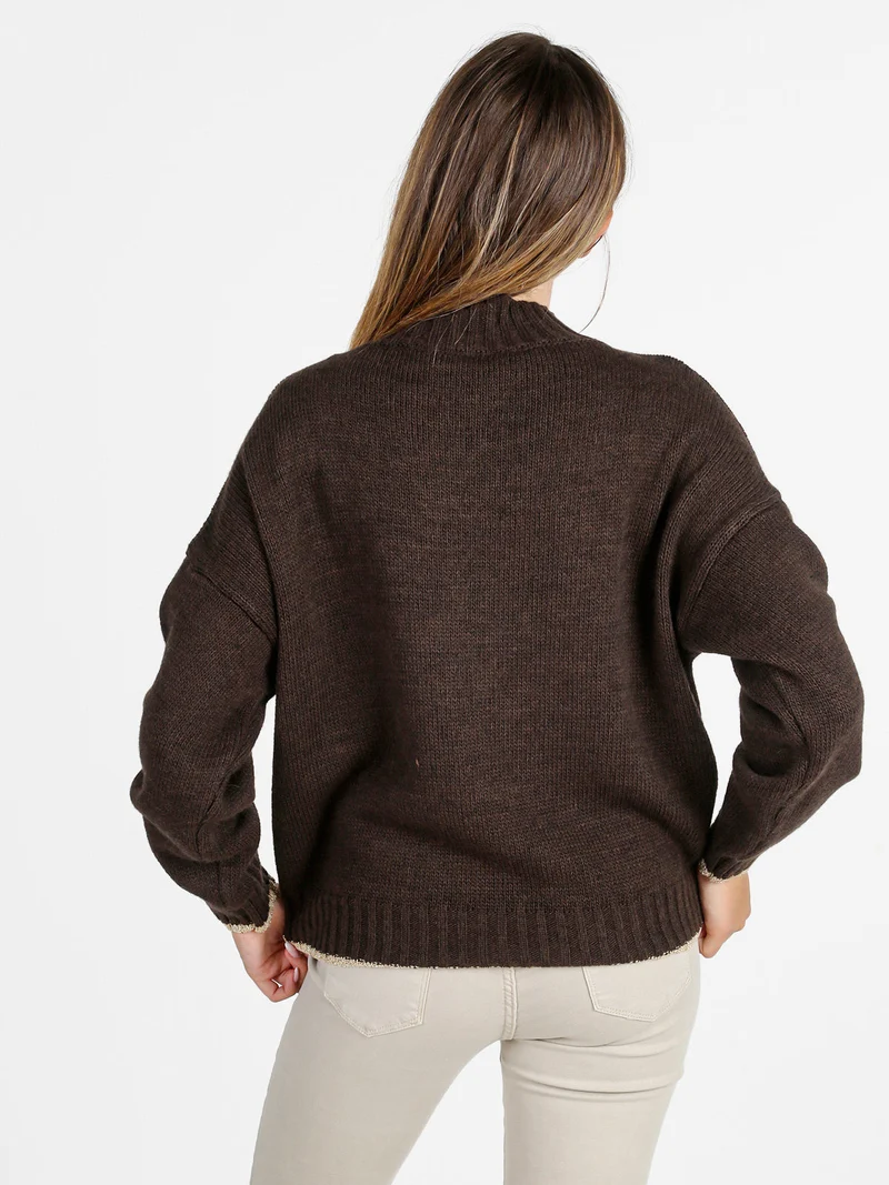 Maglione donna con dettagli lurex - moro