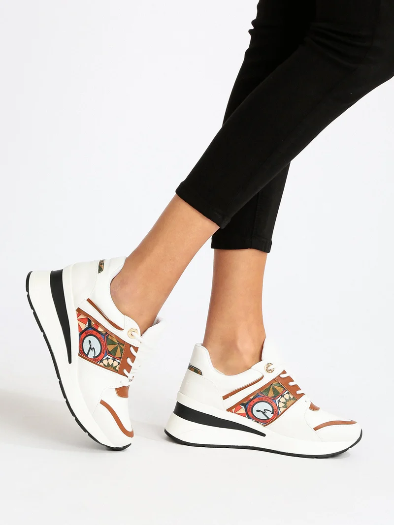 Sneakers donna con zeppa - marrone