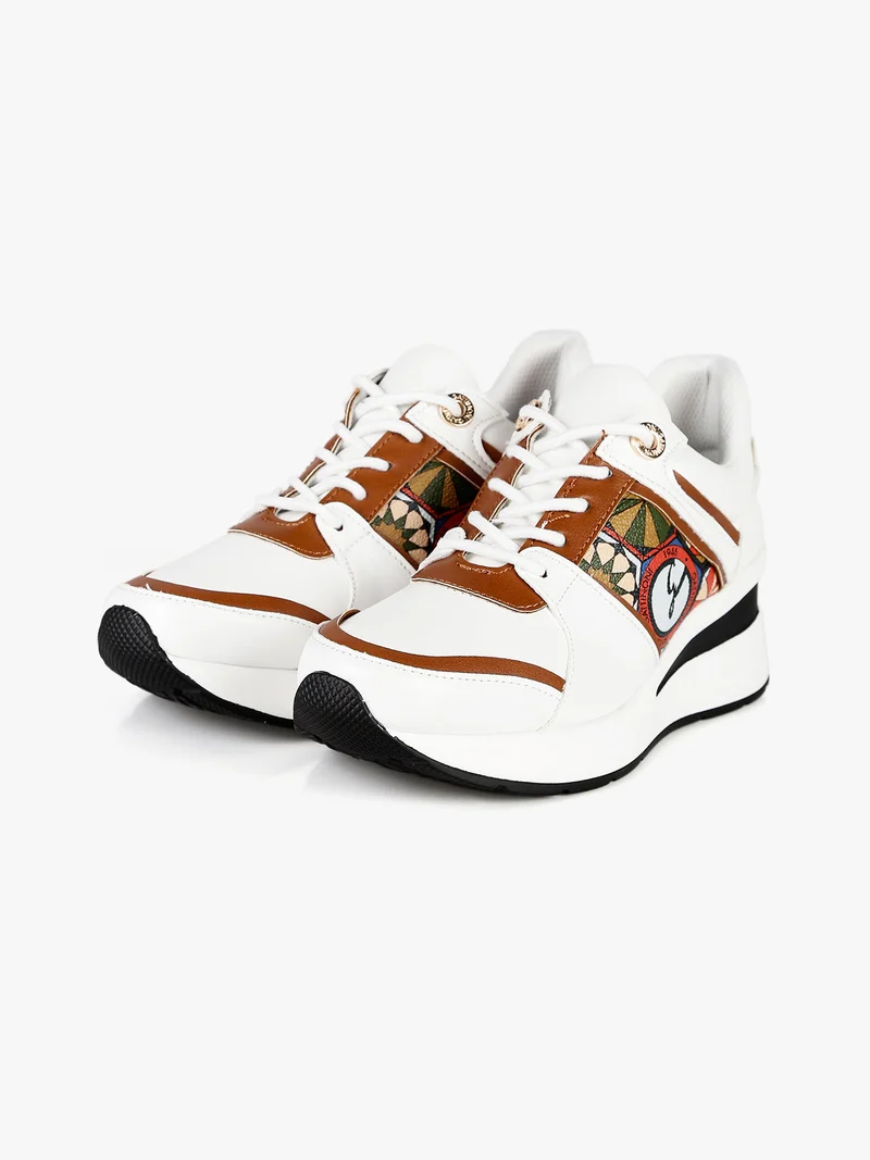 Sneakers donna con zeppa - marrone