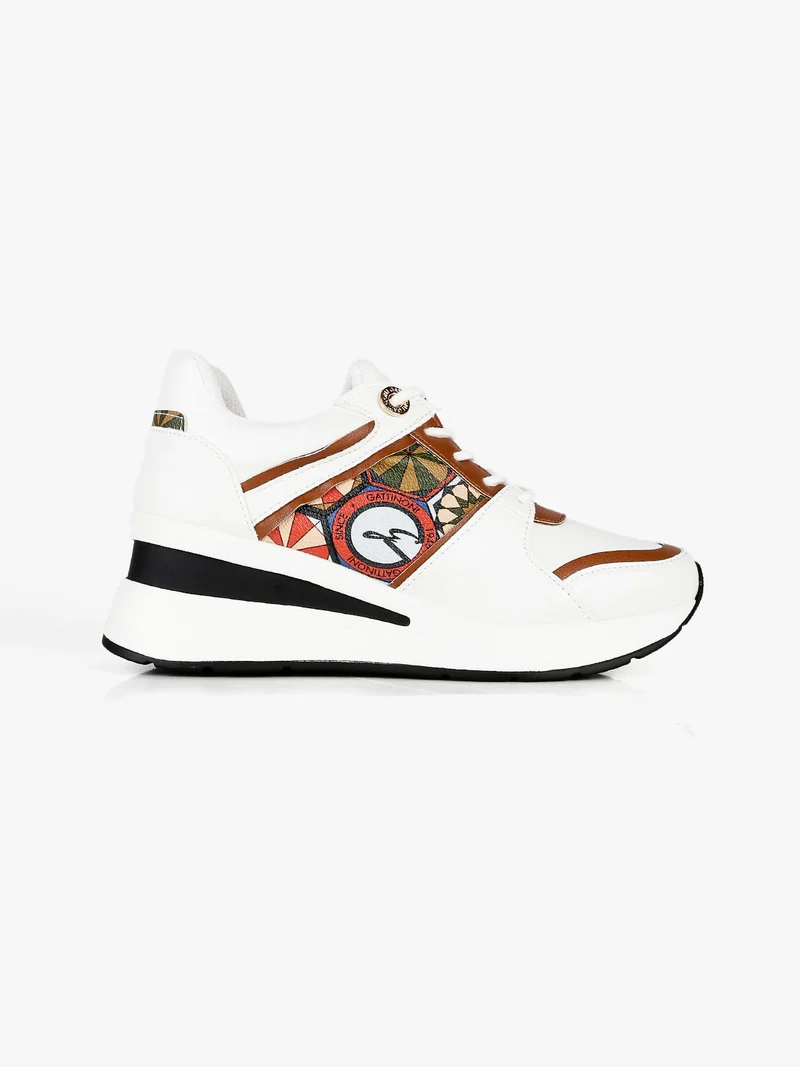Sneakers donna con zeppa - marrone