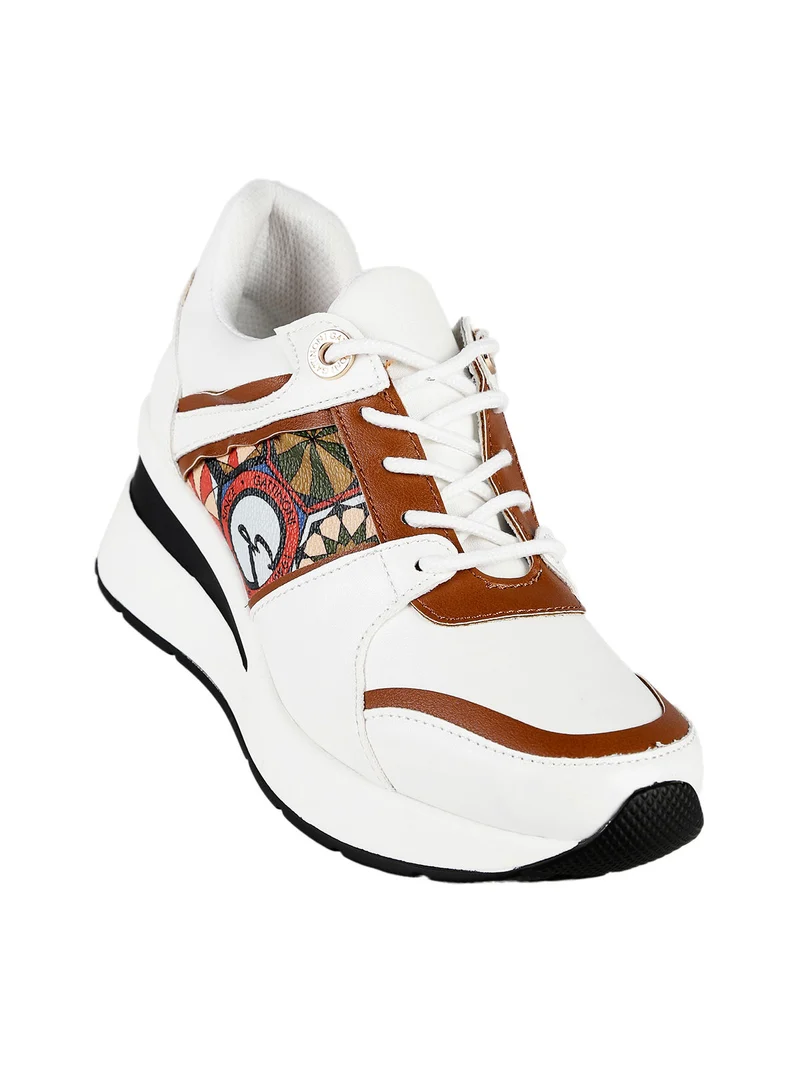 Sneakers donna con zeppa - marrone