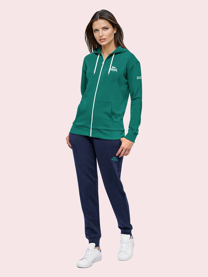 Completo tuta da donna con cappuccio e zip - verde