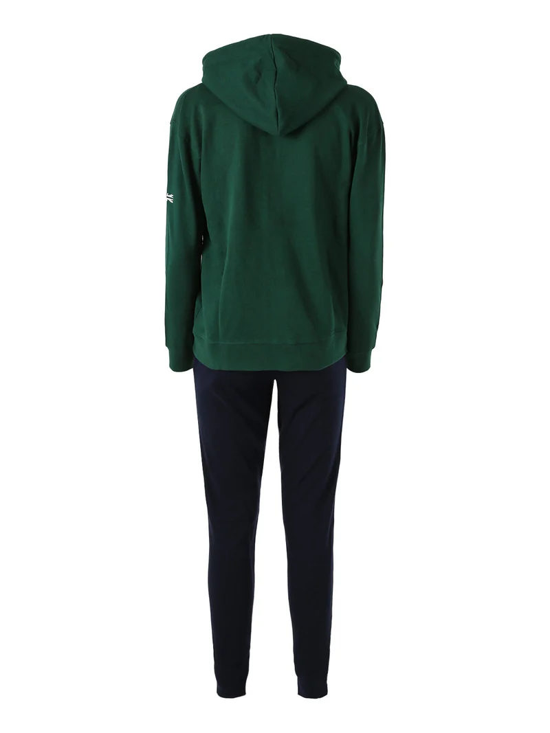 Completo tuta da donna con cappuccio e zip - verde
