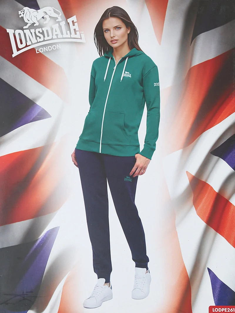 Completo tuta da donna con cappuccio e zip - verde