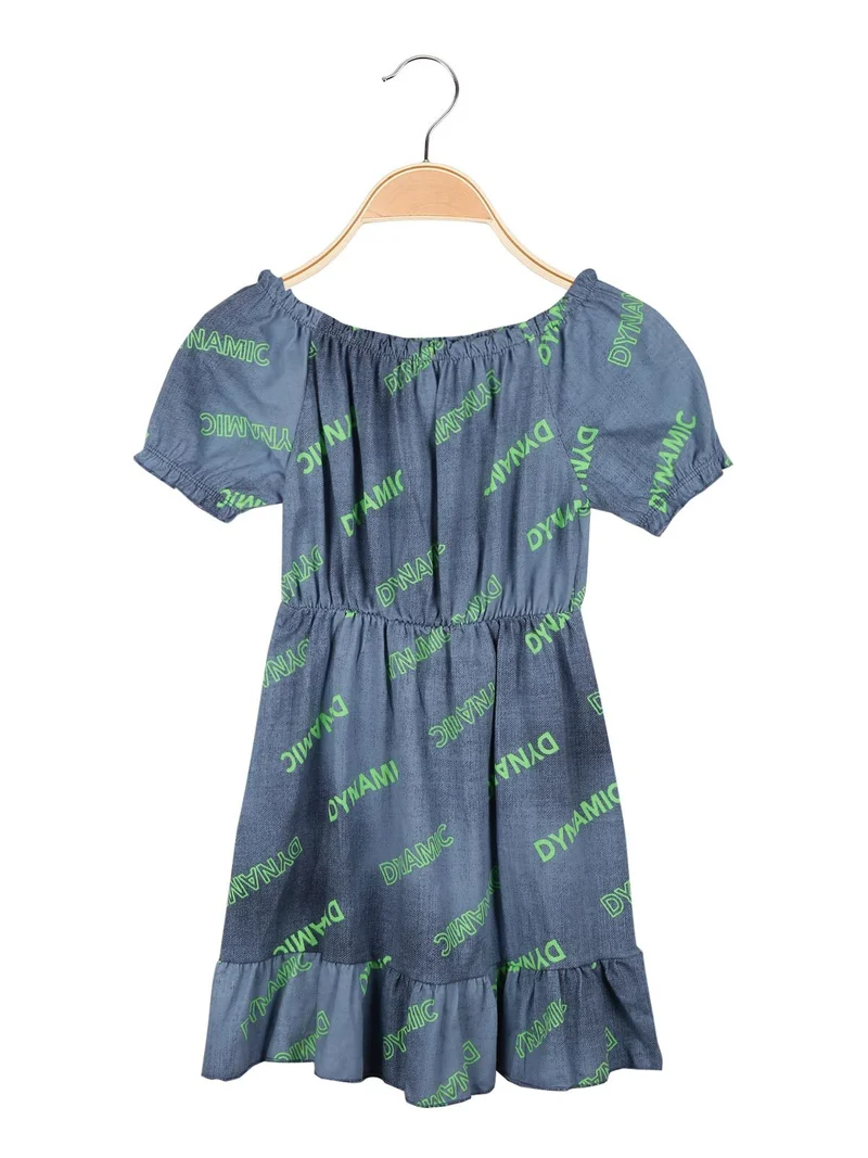 Vestito da bambina con scritte - verde