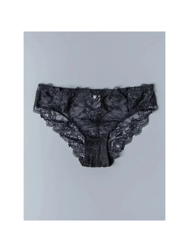 2455 Slip donna in pizzo - nero