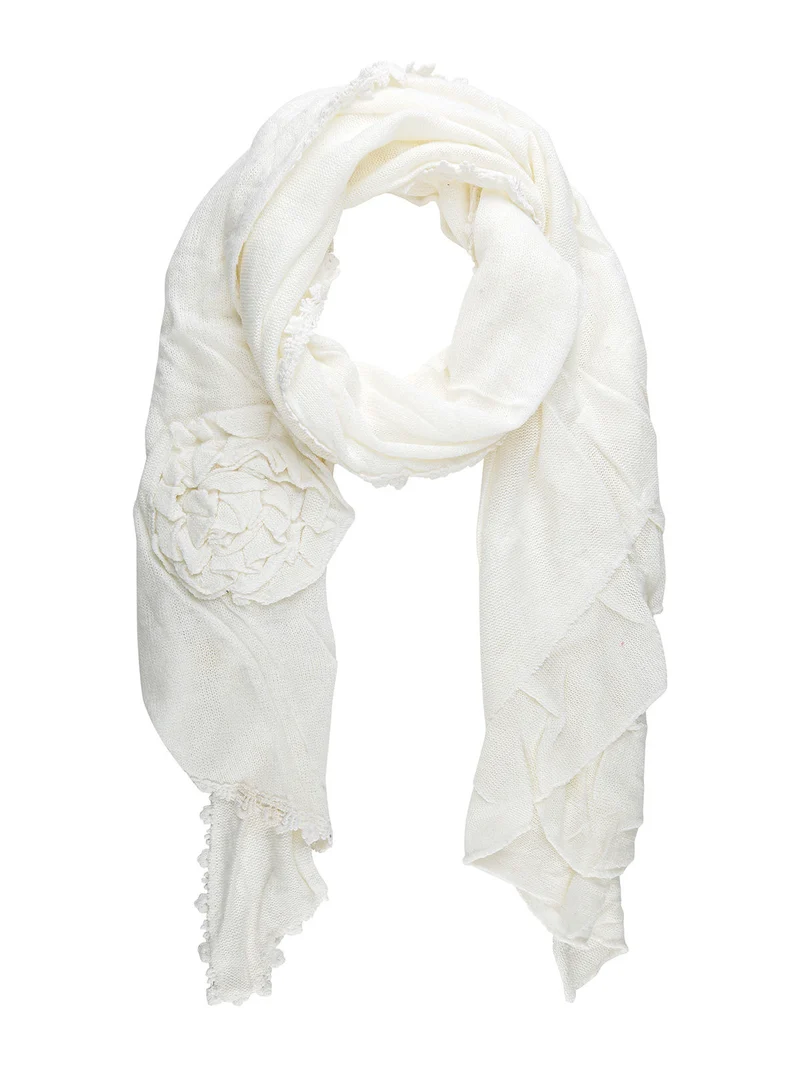 Sciarpa donna con ricami in pizzo - bianco