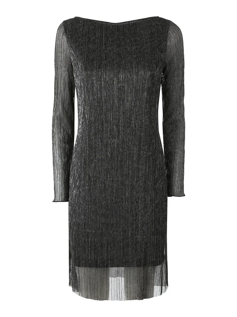 Abito donna in lurex con maniche lunghe velate - argento