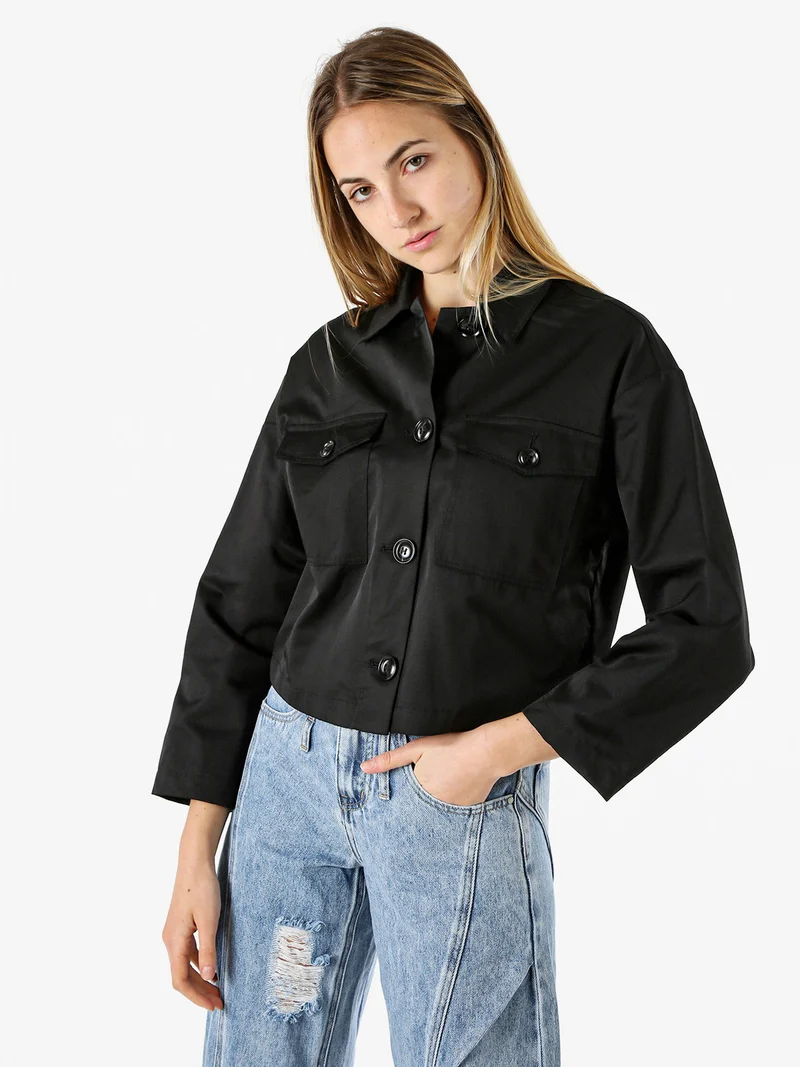 Giacca donna oversize con bottoni - nero