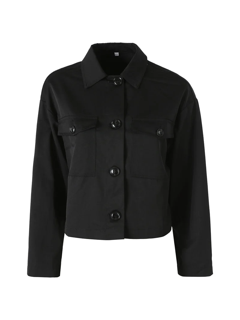 Giacca donna oversize con bottoni - nero