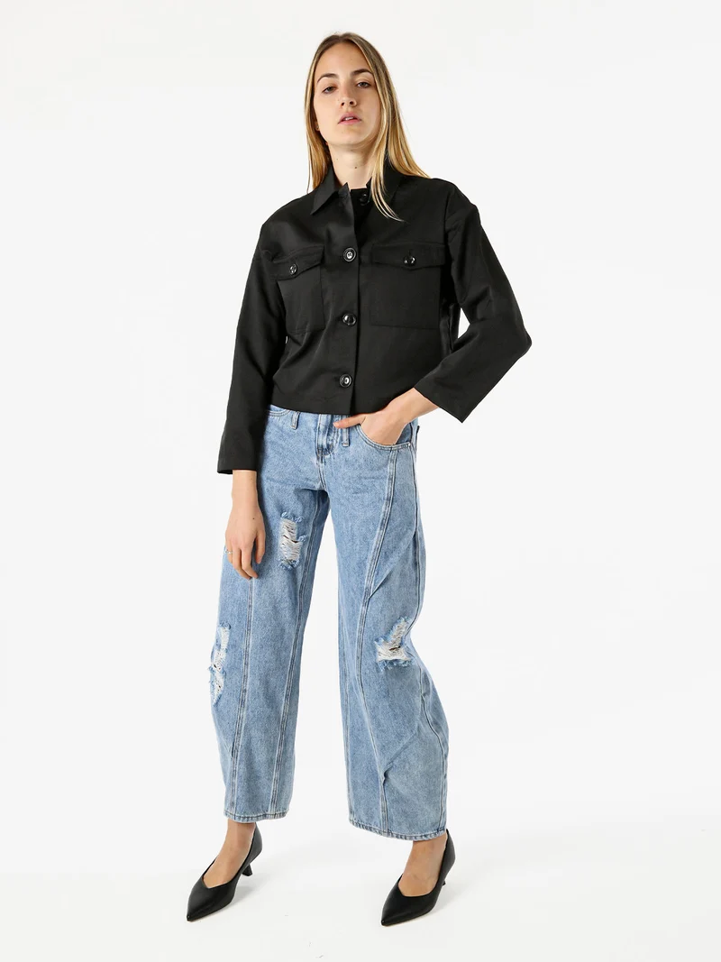 Giacca donna oversize con bottoni - nero