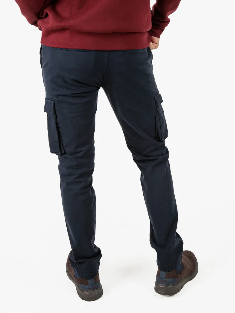 Pantaloni cargo da uomo slim fit in cotone - blu scuro