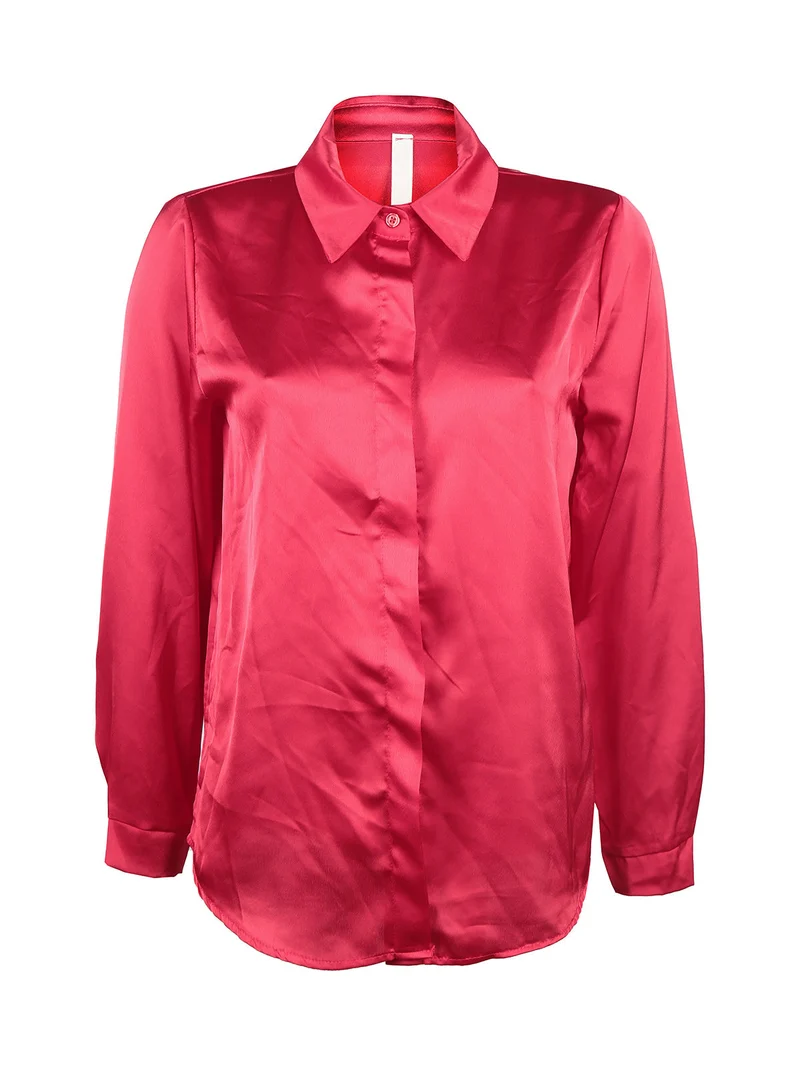 Camicia donna effetto lucido - rosso
