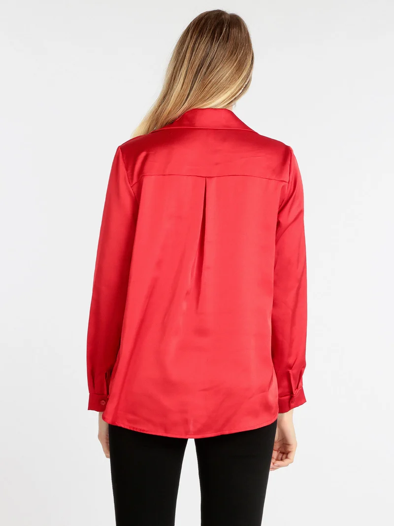 Camicia donna effetto lucido - rosso