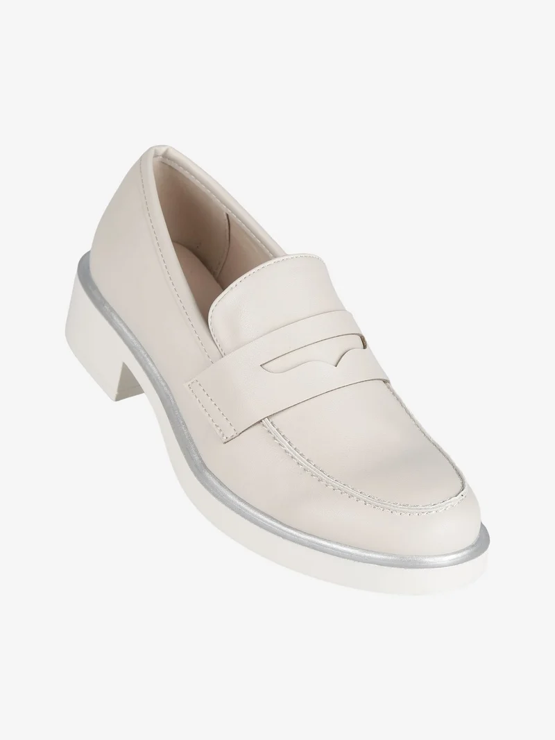 Mocassini donna con tacco - panna