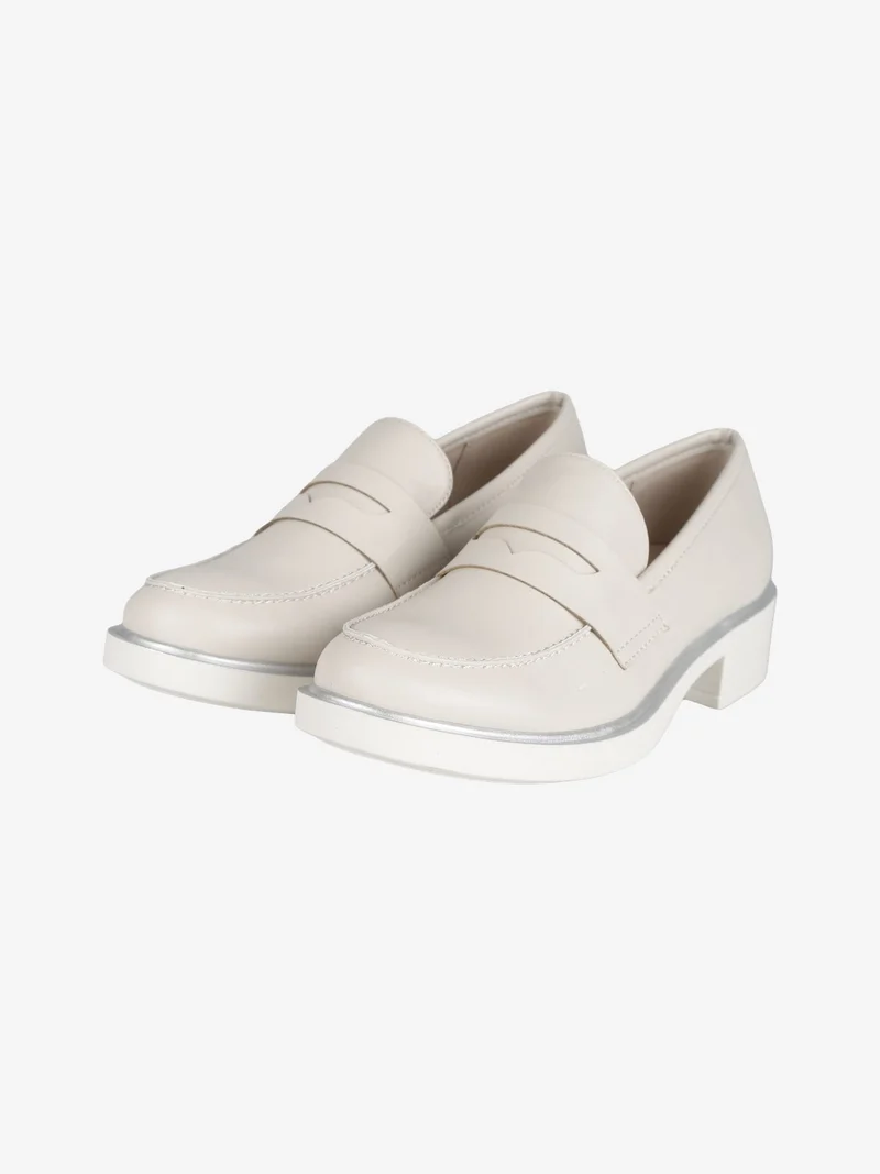 Mocassini donna con tacco - panna