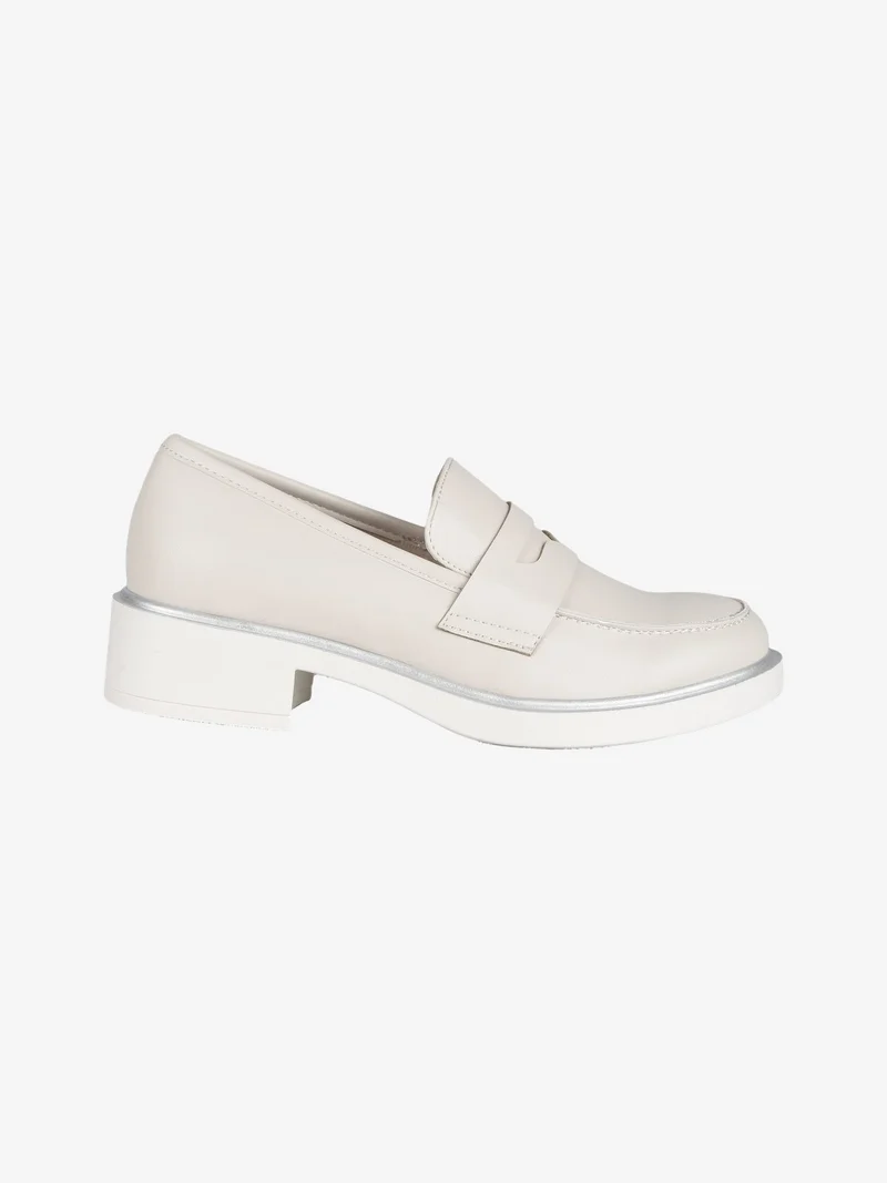 Mocassini donna con tacco - panna